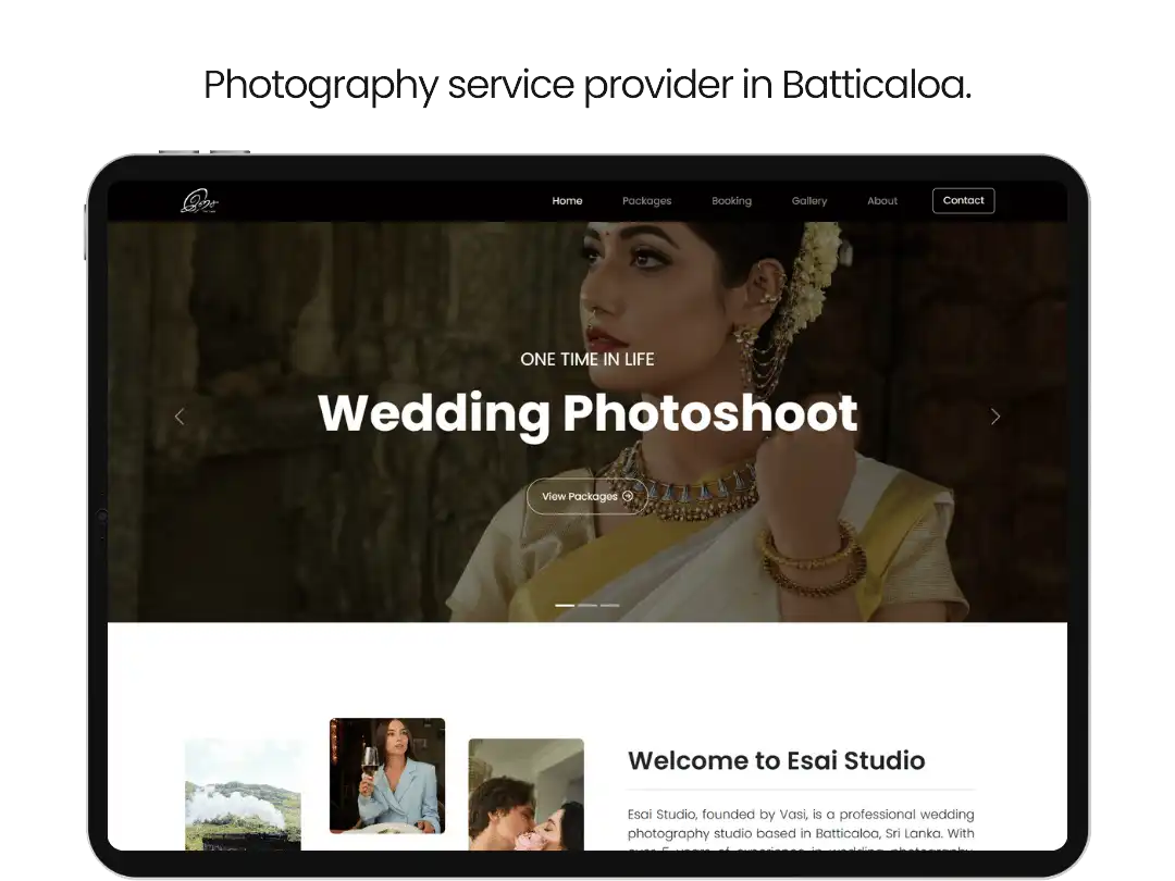Esai Photography website — photography studio booking