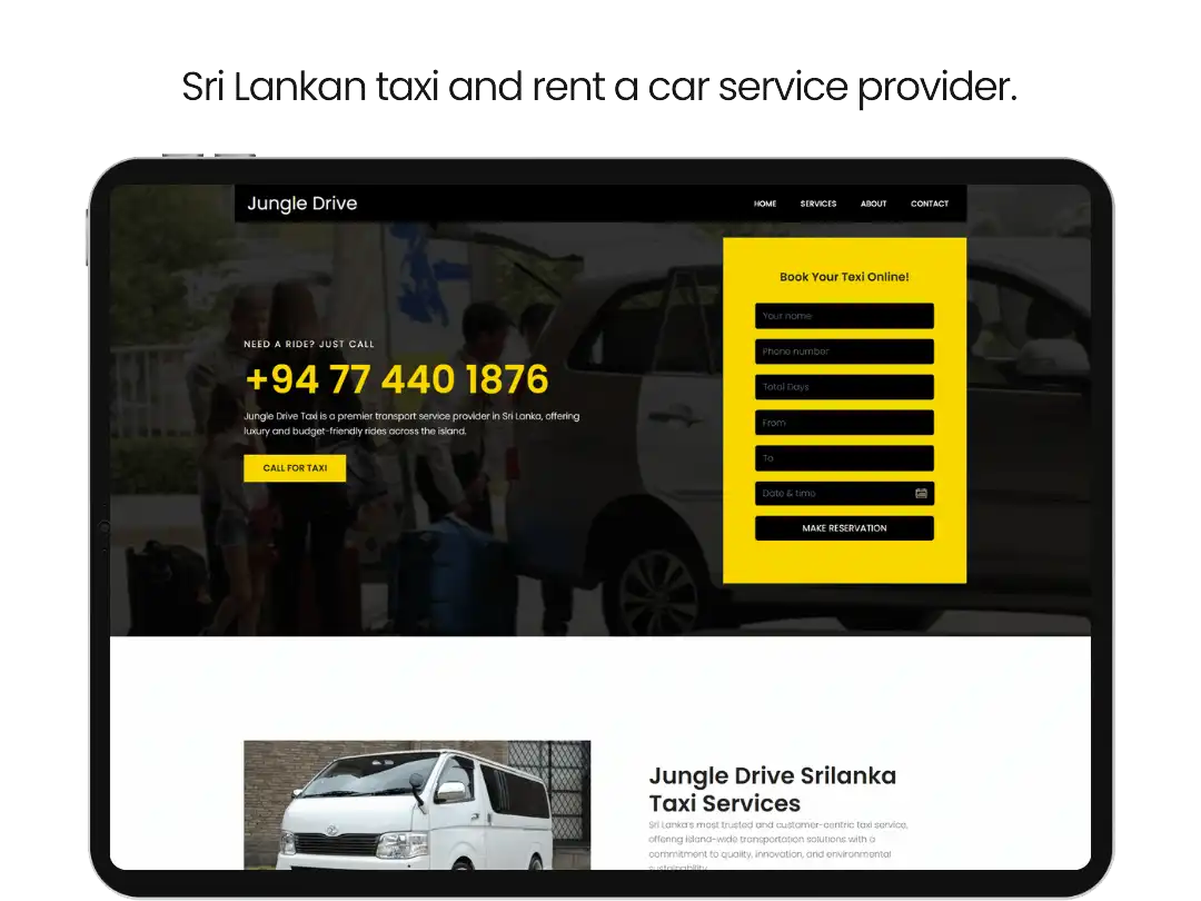 Jungle Drive Taxi website — car and taxi rental booking